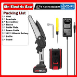 21V 6Inch Electric Pruning Saw Rechargeable Wood Spliting Chainsaw One-Handed Woodworking Tool for Garden Orchard Branch Clip