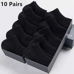 10 Pairs Men'S Polyester Boat Socks New Style Black White Grey Business Men Stockings Soft Breathable Summer for Male