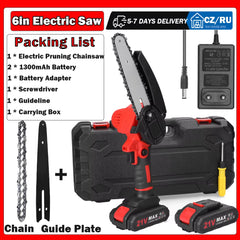 21V 6Inch Electric Pruning Saw Rechargeable Wood Spliting Chainsaw One-Handed Woodworking Tool for Garden Orchard Branch Clip