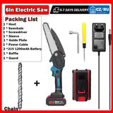 21V 6Inch Electric Pruning Saw Rechargeable Wood Spliting Chainsaw One-Handed Woodworking Tool for Garden Orchard Branch Clip