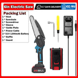 21V 6Inch Electric Pruning Saw Rechargeable Wood Spliting Chainsaw One-Handed Woodworking Tool for Garden Orchard Branch Clip
